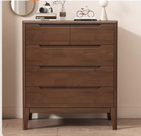 Commode moderne en bois massif de chêne nordique avec 4 tiroirs et rangement pour salon, chambre, entrée, couloir