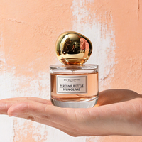 Flacon de parfum sphérique en verre vide 50ml 100ml, personnalisable OEM ODM avec logo et forme sur mesure, atomiseur à fine brume avec estampage à chaud doré et boîte