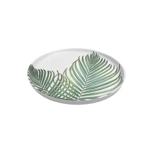 Platos de <span class=keywords><strong>cena</strong></span> impresos de diseño, patrón de hoja verde creativo, placa de cargador de decoración de boda de melamina para <span class=keywords><strong>restaurante</strong></span> - Product Image 1