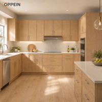 Armoires de cuisine OPPEIN en chêne blanc naturel, style Shaker fin, prêtes à assembler (RTA), en kit, pour projets d'appartements
