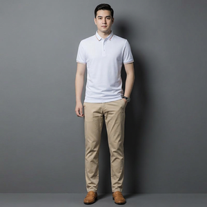 T-shirt à manches courtes personnalisé avec logo OEM, chemise polo décontractée pour homme, style coréen pour jeunes, simple et fin - Product Image 1