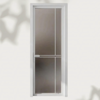 Porte coulissante intérieure à 2 panneaux en alliage d'aluminium, moderne, minimaliste, en fibre de verre, verre trempé, insonorisée, personnalisable