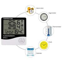 Thermo-hygromètre numérique avec horloge et écran LCD |   Thermomètre et hygromètre intérieur/extérieur pour usages multiples