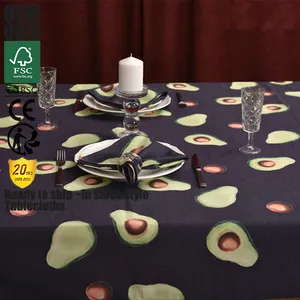 Taplak Meja Persegi Panjang 100% Tahan Air Spillproof Tahan Noda Wipeable Polyester Taplak Meja untuk Piknik Luar Ruangan Dapur Makan