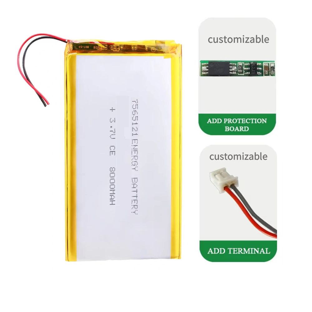 8000mAH Aluminum-plastic Film Soft-pack Lithium Battery 3.7V Can Be Charged Via Power Bank and Camera 7565121