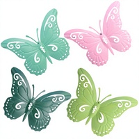 Nouveau style, papillon en fer forgé de couleur claire, décoration murale artisanale, pendentif décoratif en métal, style pastoral