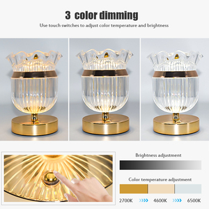 Новый дизайн, Золотая Роскошная светодиодная прикроватная подставка, перезаряжаемая маленькая Беспроводная Хрустальная настольная лампа - Product Image 5