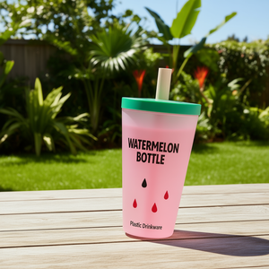 Bouteille de sport réutilisable en plastique Myrva Watermelon avec paille - Product Image 2