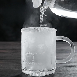 Mug en verre à café ou thé avec poignée, motif molécule chimique, pour mocha, latte, lait, cappuccino, eau, jus - Product Image 5