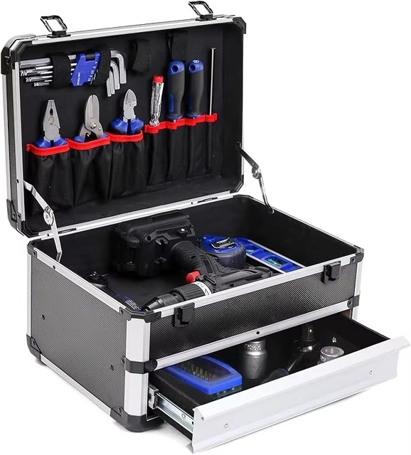 Tool Box Tool Organizer Storage Cabinet Carry Case with Lock &Drawers
