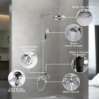 Ensemble de mitigeur de douche mural multifonctionnel en chrome pour douche sur pied