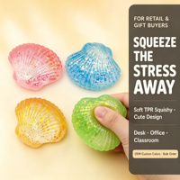 Balle anti-stress en forme de coquille Saint-Jacques, remplie de paillettes dorées, jouet sensoriel mignon en forme de coquillage marin, cadeau pour jeunes et adolescents
