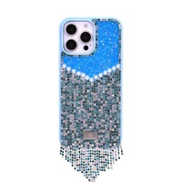 Étui de téléphone en perles faites à la main de qualité supérieure avec chaîne à franges de la marque Bling World pour iPhone 16 Plus 15 Pro Max 13 12