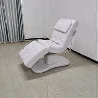 Meubles de salon de beauté blancs en cuir, lit de spa facial électrique, table de massage moderne à 3 moteurs, cadre en acier inoxydable, haute densité
