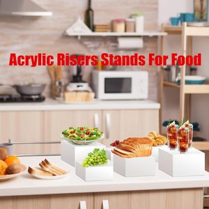 Hiện đại <span class=keywords><strong>Acrylic</strong></span> Cube hiển thị khán đài & risers thân thiện với môi thiết kế hiện đại 6 "7" 8 "Kích thước trắng cho thực phẩm/món tráng miệng/đồ trang sức - Product Image 5
