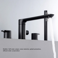 Robinet de baignoire Lusa en laiton poli, moderne, à double poignée, quatre trous, pour usage hôtelier, avec cartouche céramique à jet doux, garantie 5 ans