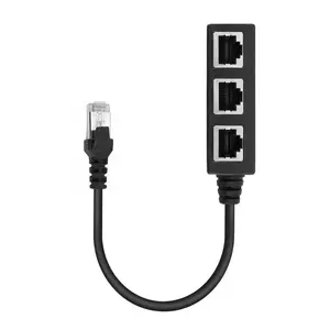 Kustom Pabrik kualitas tinggi profesional RJ45 adaptor 1 untuk 2/3 cara dual female port CAT5 kabel Ethernet