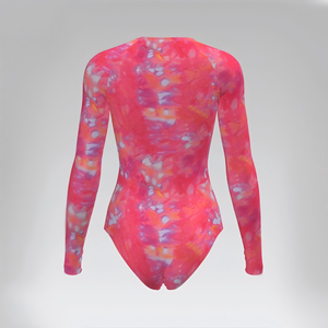 Maillot de bain une pièce artistique aquarelle personnalisé haut de gamme à manches longues avec fermeture éclair frontale pour le contrôle du ventre et une couverture complète – Vente en gros - Product Image 2