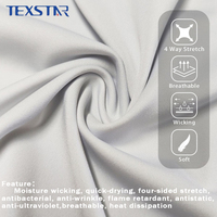 Tissu jersey extensible en spandex Texstar T054 certifié OEKO-TEX, respirant et anti-humidité, pour robes, vêtements de sport - UPF50+