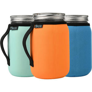 Venta caliente al por mayor barato 1 cuarto Mason Jars mangas neopreno 32oz boca regular y ancha Mason Jar mangas soporte con asa - Product Image 1