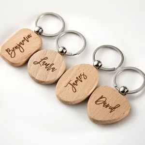 गर्म बिक्री फैशन रिक्त लकड़ी कुंजी श्रृंखला लकड़ी चाबी का गुच्छा कुंजी अंगूठी कुंजी टैग व्यक्तिगत ईडीसी या सबसे अच्छा उपहार शिल्प