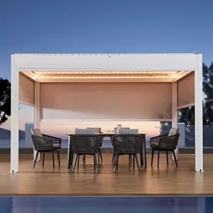 Japanese Pergola Waterproof Aluminum Patio Pergola Retractable,Roof Awning Outdoor Rotating Folding Roof Awning Balcony/