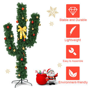 Db Artificial Cactus <b>Christmas</b> <b>Tree</b> 5/6/7 Ft With <b>Led</b> Lights Pvc Ornaments Metal Stand Indoor Decor Customizable - Product Image 5