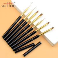 Pince à ongles ovale double tête de luxe Yalixin, personnalisable avec logo privé, manche métallique professionnel, poils synthétiques en nylon plats et ondulés