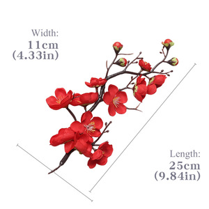 Fleurs artificielles en soie Lichao, branche de fleur de prunier, blanc, rose, rouge, décoration intérieure, branche unique, moulage par injection - Product Image 5