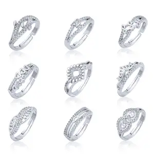 2024 Nieuwste Producten Mode Sieraden Wit Verguld Zirkoon Ring Verstelbare Vrouwen Bruiloft Diamanten Ring