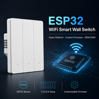 Interruptor de Pared Inteligente WiFi ESP32 de 1/2/3/4 Vías con Neutro, Firmware Personalizado OEM ODM, Interruptor de Luz para Automatización del Hogar