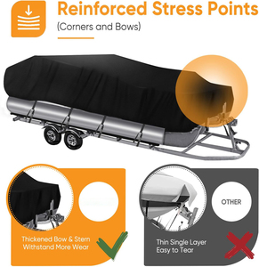 Nouvelle bâche <span class=keywords><strong>de</strong></span> bateau OBD imperméable et robuste, remorquable, pour pontons/bateaux à pont <span class=keywords><strong>de</strong></span> 17 à 20 pieds, largeur supérieure à 120 pouces, en <span class=keywords><strong>toile</strong></span> <span class=keywords><strong>de</strong></span> polyester <span class=keywords><strong>de</strong></span> qualité marine - Product Image 5