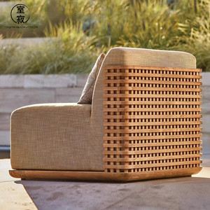 Ensemble de canapés d'extérieur haut de gamme, combinaison de meubles en teck pour villa, cour, hôtel, séjour, canapé de loisirs imperméable, patio, plage - Product Image 4