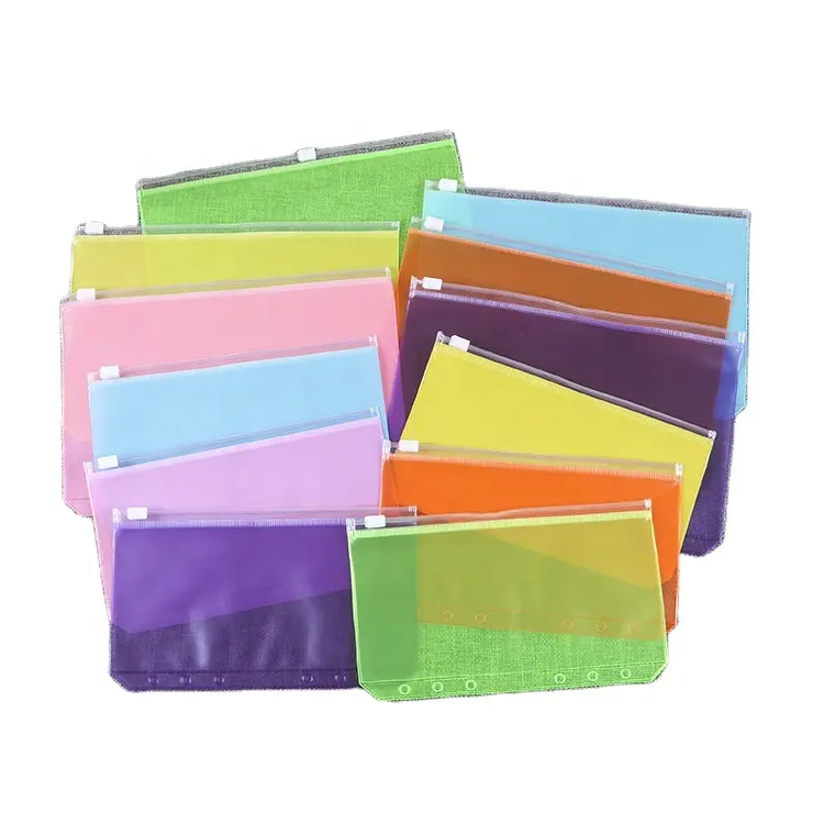 PVC Binder Pocket 6 Löcher Lose blatts äcke A6 Größe Binder Reiß verschluss umschläge Ordner Plastic File Document Pouch