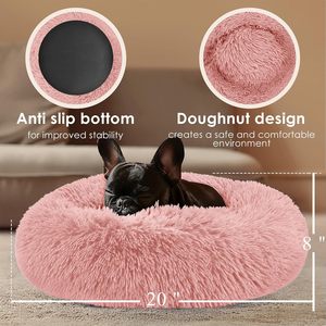 Super Soft Round Washable Plush Faux Fur Solid Sustainable Luxury Cat & Dog <b>Pet</b> Bed with Velvet <b>Sofa</b> Design in 15 Colors - Product Image 3