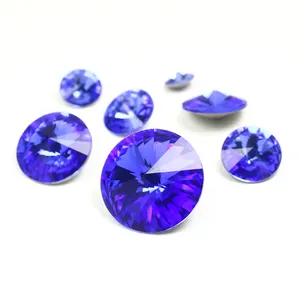 Diamantes de imitación para joyería, accesorios de ropa, Dongzhou Crystal Rivoli Shape Point Back K9 Crystal Fancy Stone, venta al por mayor de diamantes de imitación