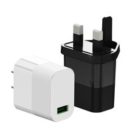 Chargeur mural USB QC3.0 18W à charge rapide avec protection OTP/OVP, sortie 5V/3A, multi-prises (US/EU/UK) pour smartphones et appareils photo