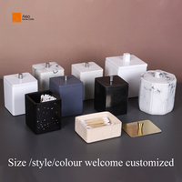 Boîte personnalisée en coton travertin en polyrésine de luxe avec couvercle en acier inoxydable Organisateur de rangement pour la maison et la salle de bain des équipements de l'hôtel