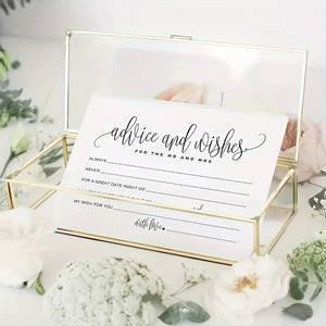 Paquete de 50 Tarjetas de Consejos y Deseos para Bodas, Diseño con Escritura a Mano, Tarjetas de Felicitación para Despedida de Soltera y Recepción de Boda - Product Image 5