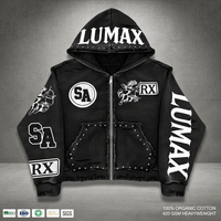 Veste d'hiver décontractée en coton certifié GOTS, surdimensionnée, écologique, personnalisée, streetwear de luxe, fermeture éclair, broderie 3D, strass