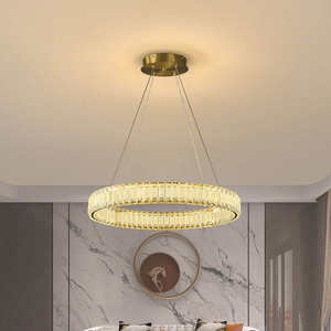 <b>Crystal</b> Circle <b>Chandeliers</b> Dining Room Living Room Simple Ring Shape Pendant Lights - Product Image 3
