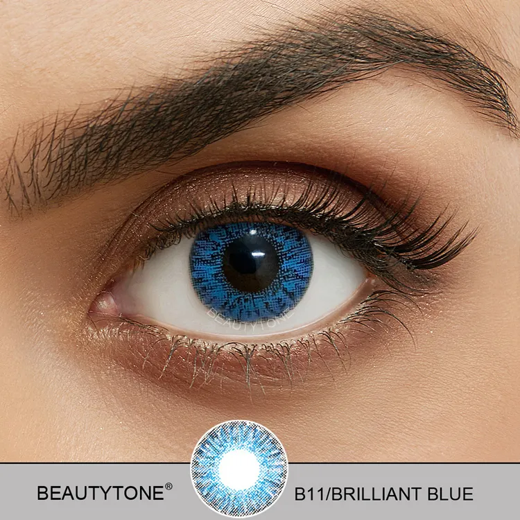 BeautyTone Blends Brilliant Blue Eyewear Wholesale 3 Tone Soft Contact Lens Yearly Cheap Cosmetic Colored Contact Lenses