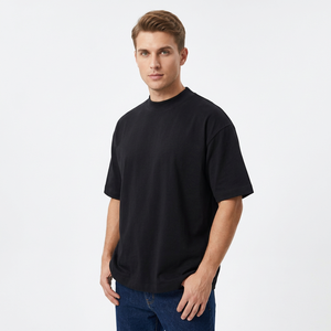 Custom 3D Puff Screen Printed Heavyweight <b>T</b> <b>Shirt</b> 300gsm Cotton Oversized Boxy High Collar Blank Tee for Men - Product Image 6