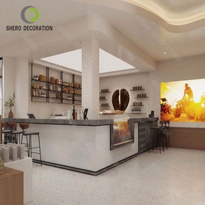 Vitrina de cristal para venta al por menor, diseño de mostrador de cafetería personalizado para panadería, diseño de interiores - Product Image 1