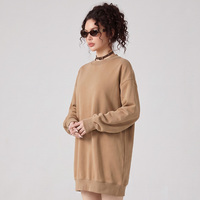Robe Sweatshirt Longue Col Rond Vintage Femme SS26D104 380 GSM 100% Coton Lavé Impression Personnalisée