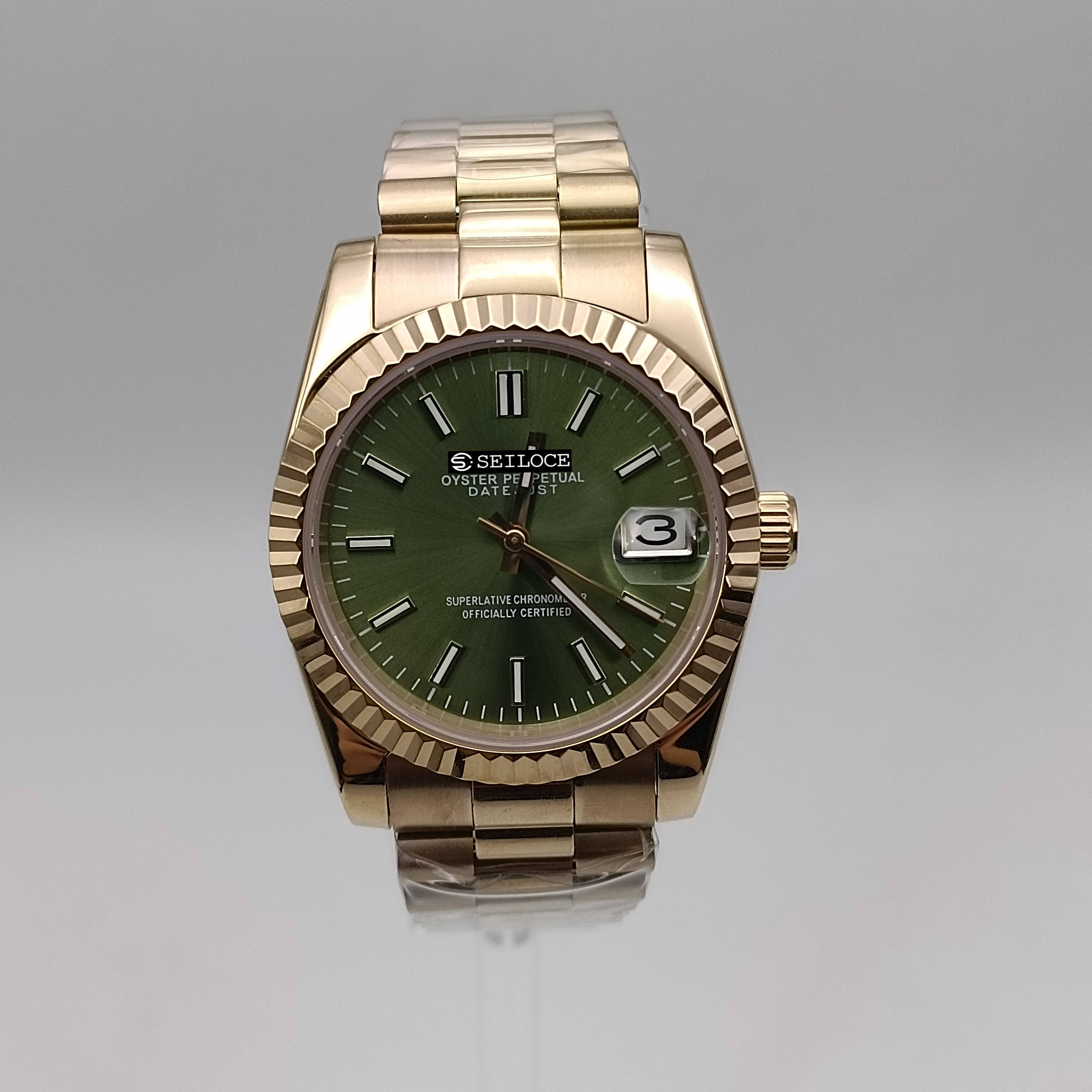 Rose Gold Case+Green Dial