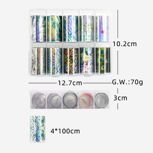 10 rouleaux d'autocollants de transfert pour nail art motif paon, design coquille d'ormeau 3D, décalcomanies de transfert pour ongles - Product Image 6