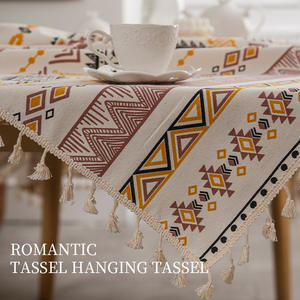Mantel Rectangular Bohemio con Borlas, de Algodón y Lino, con Estampado Geométrico, Impermeable, para Decoración del Hogar - Product Image 4