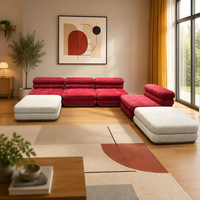 Canapé 3 places beige Huiboilin Furniture Show, style nordique minimaliste, salon, canapé modulaire en velours bouclé