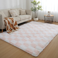 Tapis shaggy noir et blanc abstrait en peluche, écologique, lavable et antidérapant pour chambre à coucher, salon et décoration intérieure